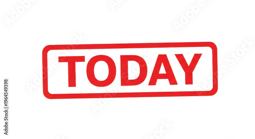 Red ink stamp icon with the word today inside a rectangular frame isolated png