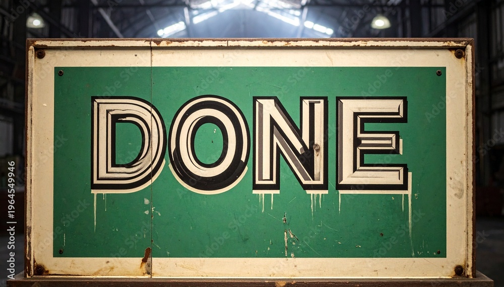 Obraz premium Vintage Green Industrial Done Sign