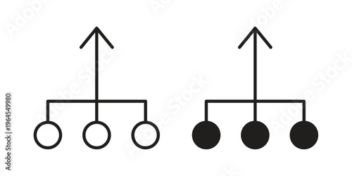 Consolidation icons for web and mobile UI design. Glyph vector with editable stroke