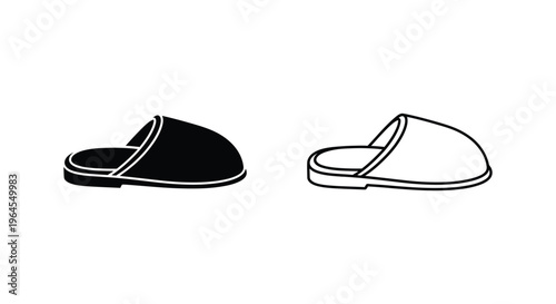 Black and white slippers side by side Vector