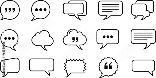 Speech Bubbles with Ellipses, Quotation Marks, and Text Styles for Communication, Dialogue, and Social Media Graphics