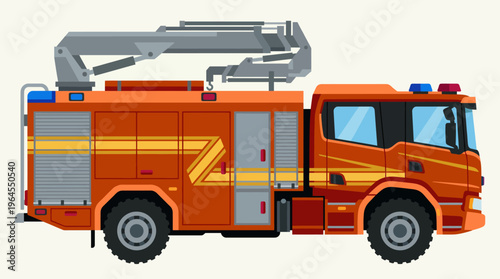 A detailed illustration of a fire truck showcasing its features, symbolizing bravery and the importance of emergency services in community safety and protection.