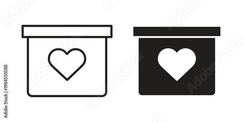 Donation box icons for web and mobile UI design. Glyph vector with editable stroke