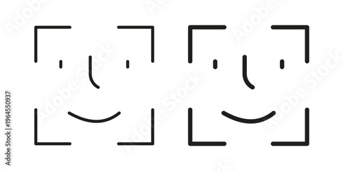 Face id icons for web and mobile UI design. Glyph vector with editable stroke