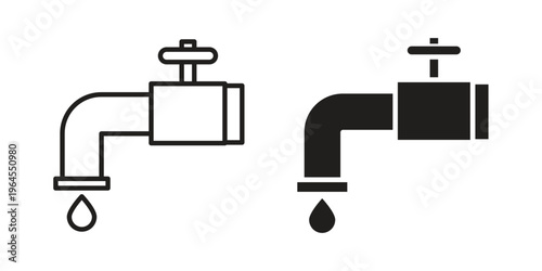 Faucet drip icons for web and mobile UI design. Glyph vector with editable stroke