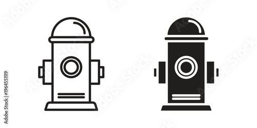 Fire hydrant icons for web and mobile UI design. Glyph vector with editable stroke