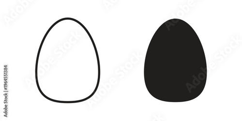 Egg icons line and solid version, outline and filled vector design set