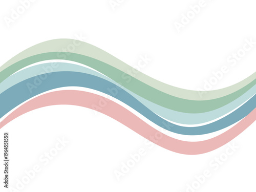 Four smooth overlapping wavy colored bands against a white background