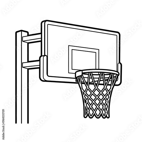 Line art basketball net isolated on white background 