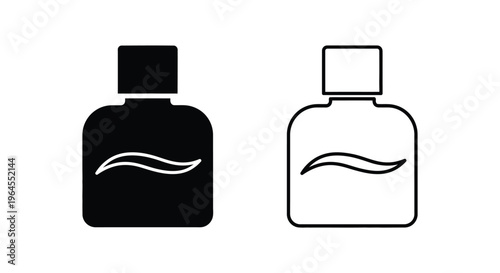 Black and white perfume bottles with wavy line logo Vector