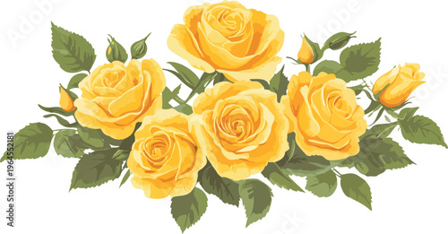 A beautiful bouquet of yellow roses on a white background symbolizing love romance and celebration