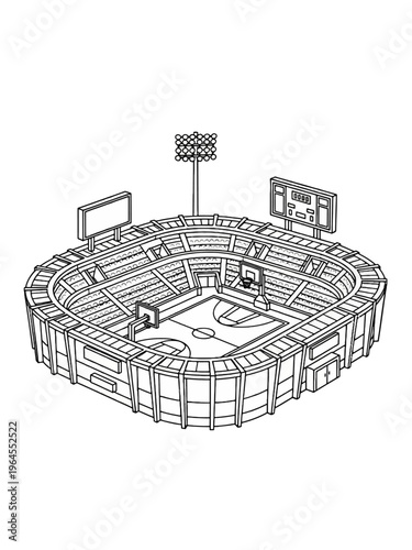 Line art basketball stadium vector 