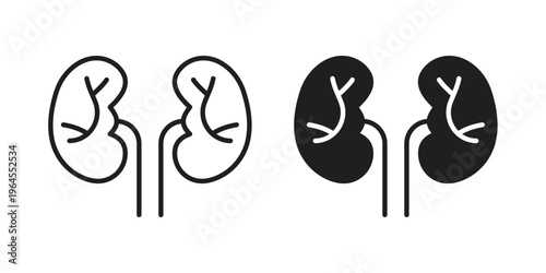 Kidneys icons for web and mobile UI design. Glyph vector with editable stroke