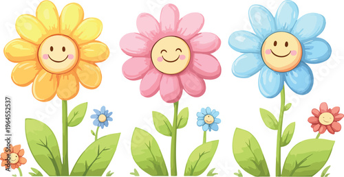 Spring Floral Garden with Butterflies and Birds