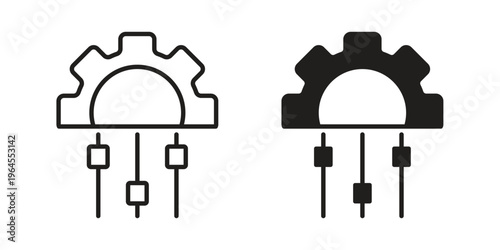 Mass customization icons for web and mobile UI design. Glyph vector with editable stroke