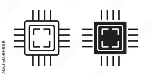 Microchip icons for web and mobile UI design. Glyph vector with editable stroke