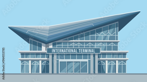 An artistic representation of a contemporary international terminal, showcasing sleek architecture that emphasizes modern travel and efficient transportation experiences.