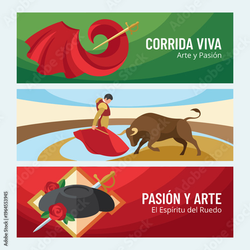 An artistic representation of bullfighting, blending vibrant colors that reflect the passion and art involved in this traditional Spanish sport showcased in a visually appealing manner.