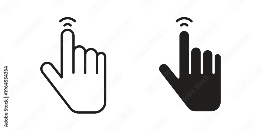 Obraz premium finger tap icons line and solid version, outline and filled vector design set