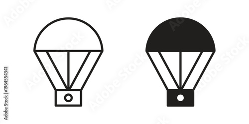 Parachute icons for web and mobile UI design. Glyph vector with editable stroke