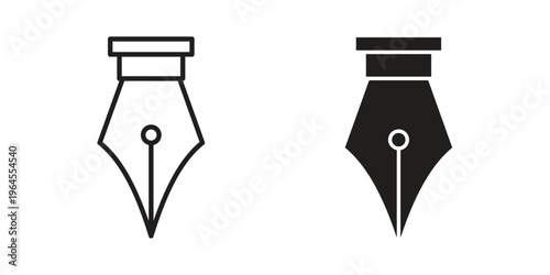 Pen nib icons for web and mobile UI design. Glyph vector with editable stroke