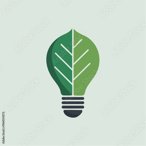 Green energy light bulb leaf icon for sustainable concept