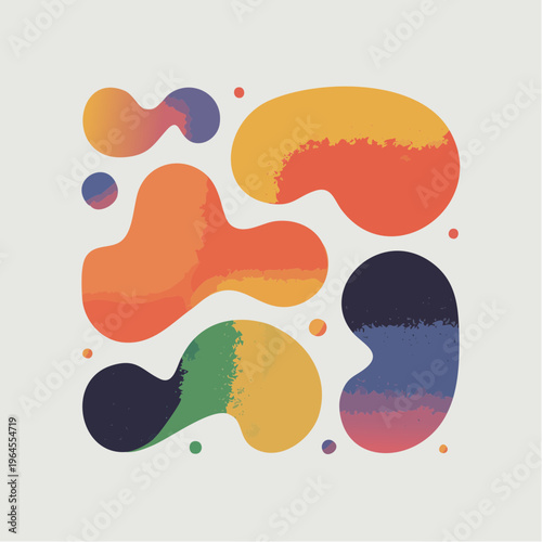 Abstract organic fluid shapes with colorful gradients and textures