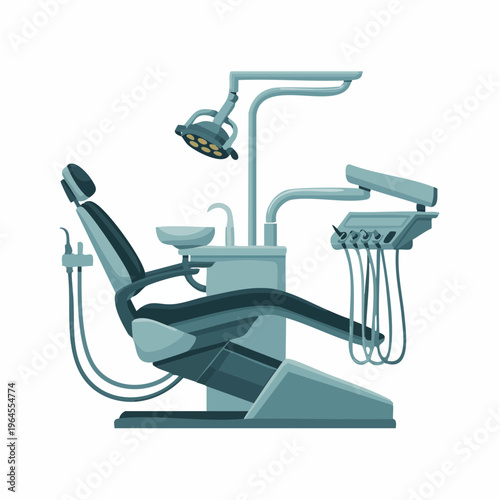 Professional Dental Examination Chair and Medical Equipment Vector