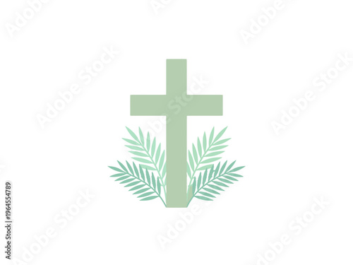 Golden cross symbol representing faith and spirituality in a clean religious design