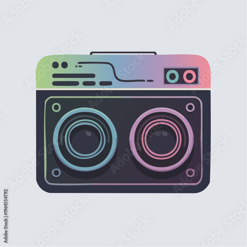Colorful Stylized Retro Boombox Radio Illustration Vector Art