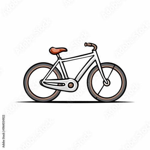 Simple White Bicycle with Red Seat.