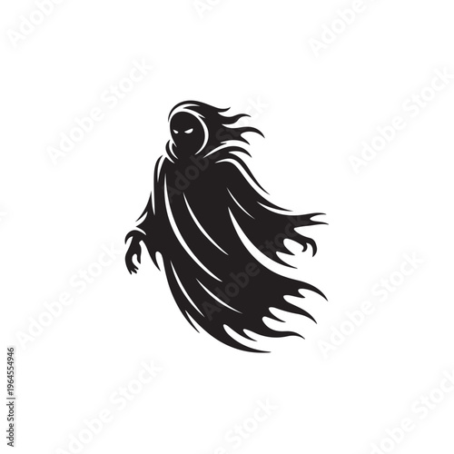 Dark Ghost Cloaked Figure Silhouette Horror Fantasy Shadow Illustration