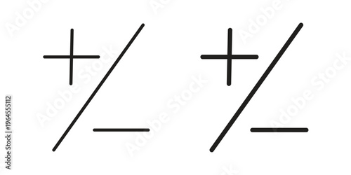 Plus minus icons for web and mobile UI design. Glyph vector with editable stroke