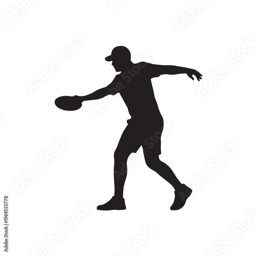 Man Throwing Ultimate Frisbee Silhouette Vector Icon