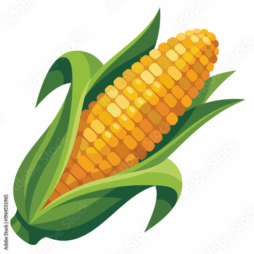 A colorful illustration of a fresh corn cob, showcasing its nutrition and beauty, reflecting the bounty of nature and the importance of agriculture and healthy food.