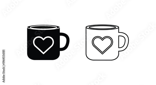 Heart coffee mug pair Vector