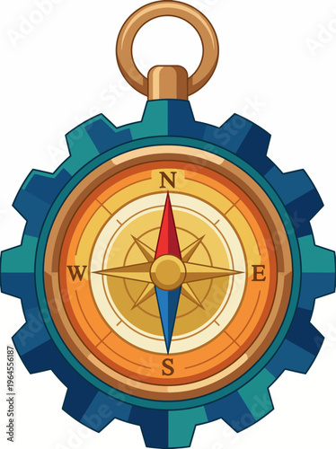 A beautifully designed compass rests within a gear, symbolizing guidance and direction, representing the importance of navigating life's journey with purpose and clarity.