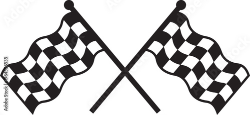 crossed checkered racing flags waving motorsport finish line icon