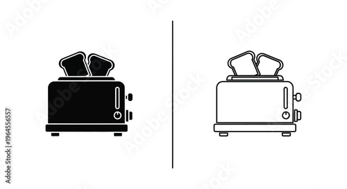 Black and white toaster with bread Vector