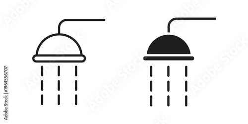 Shower down icons for web and mobile UI design. Glyph vector with editable stroke