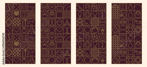 Fast food pizza pattern with line abstract poster and mosaic background story.