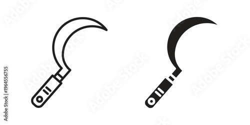 Sickle icons for web and mobile UI design. Glyph vector with editable stroke
