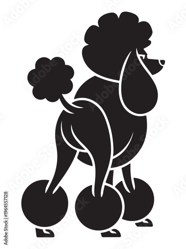 Groomed Poodle Dog Silhouette Vector Illustration