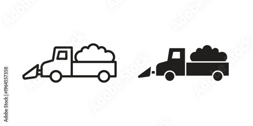 Snowplow icons for web and mobile UI design. Glyph vector with editable stroke