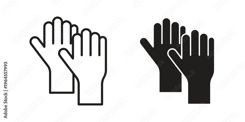 Fototapeta premium Glove icons line and solid version, outline and filled vector design set