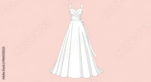 vector illustration of a wedding dress on pink background