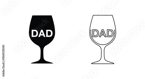 Dad wine glasses fathers day gift ideas Vector