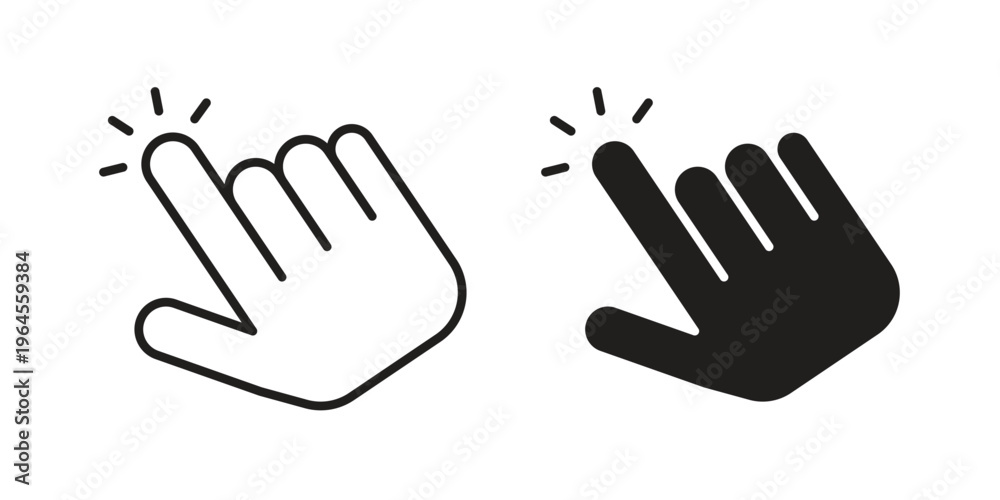 Fototapeta premium Hand click icons line and solid version, outline and filled vector design set