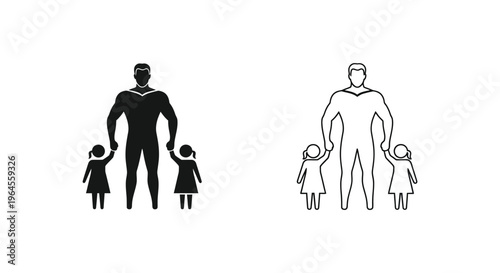 Silhouette family contrast Vector