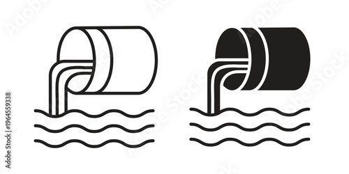 Wastewater icons for web and mobile UI design. Glyph vector with editable stroke